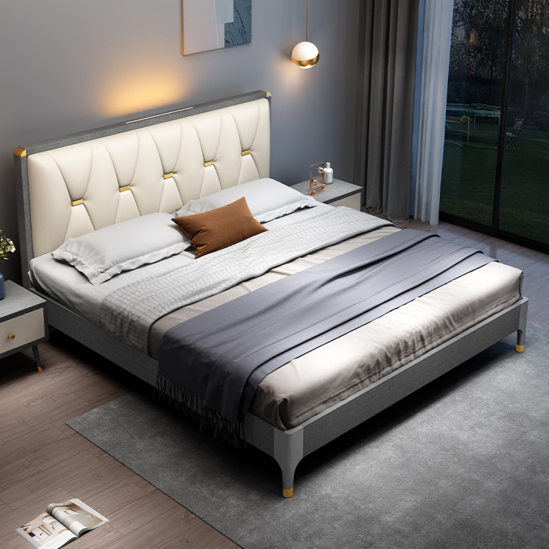 梵宜实木床现代简约18米床主卧高箱储物双人轻奢板式床