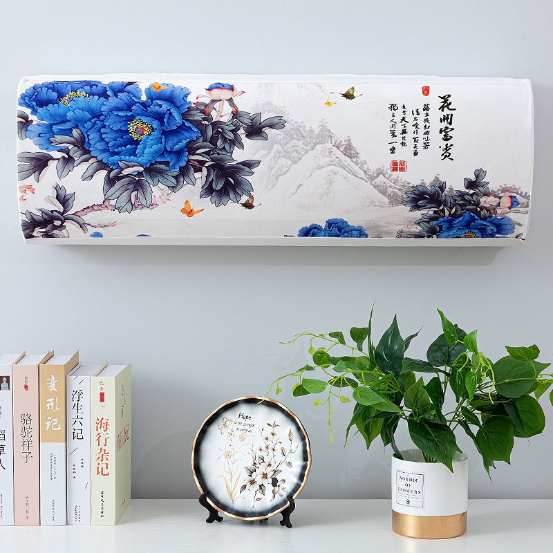 防尘罩挂式空调罩1p/3d图画全包空调套p/2p防尘罩1.5美的格力空调|富贵開花 3P[93-98cm通用]