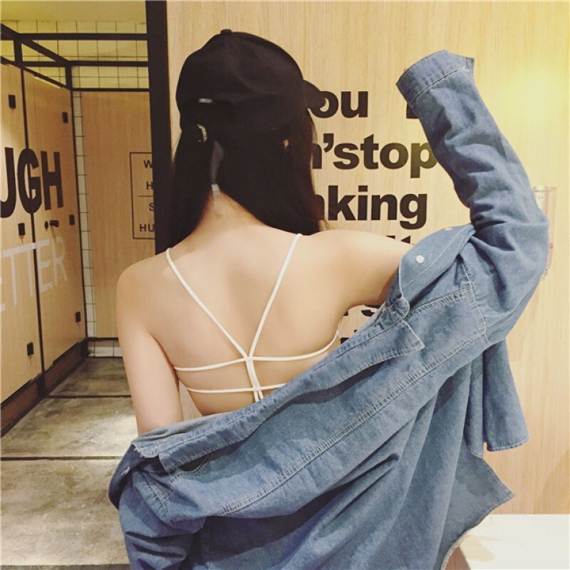 性感蕾丝美背打底裹胸带背心无钢圈文胸聚拢带胸垫隐形抹胸内衣