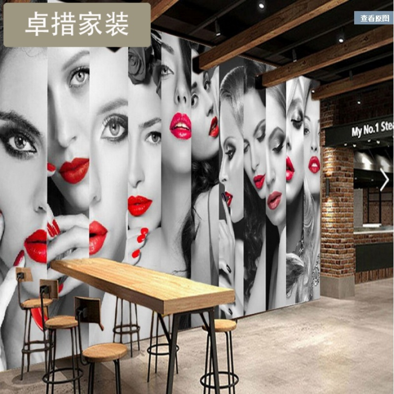 韩式3D半永久定妆纹绣店背景墙墙纸美容院美甲店装修壁纸定制壁画壹德壹