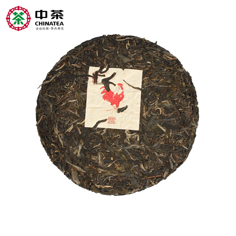 中茶 云南普洱茶 2017年中茶 鸡年生肖纪念饼 普洱茶生茶 357克/饼