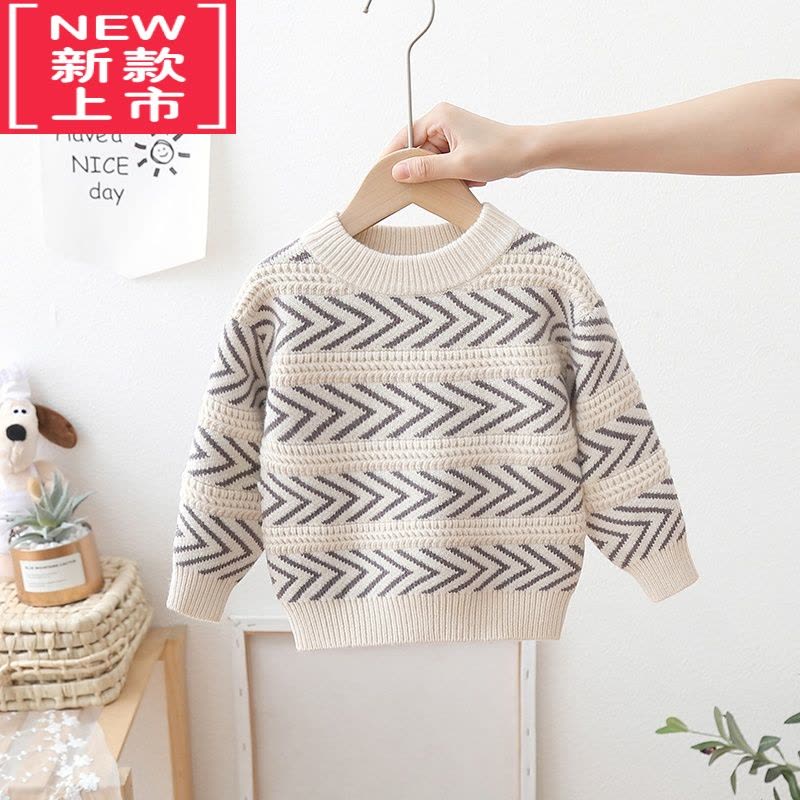 可莉允儿童毛衣男童秋冬款男孩2022新款小童秋装内搭宝宝针织衫加绒加厚图片