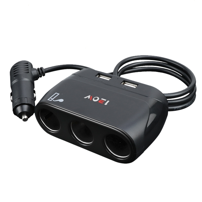 车载充电器一拖三多功能充电器电压监测国产充电器汽车充插座一拖二带