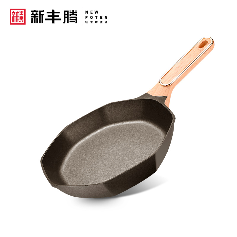 新丰腾网红八角不粘锅炒锅家用多功能炒菜锅平底锅不沾电磁炉燃气灶专用锅x2299八角锅香槟金(无盖)