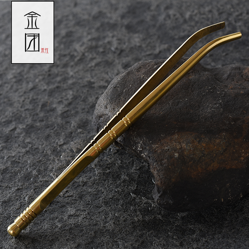 家柏饰(CORATED)茶道六君子铜制茶杯夹镊子茶勺茶针茶叉笔扫功夫茶具配件套装高清大图