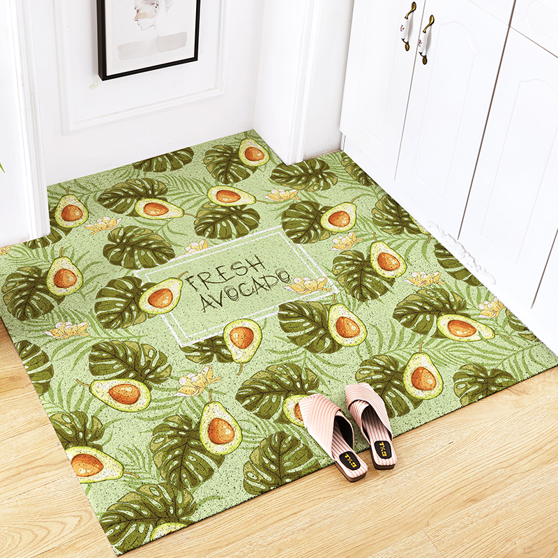 北欧ins入户进丝圈地垫垫可裁剪水洗地毯口绿色网红脚垫 牛油果叶可裁丝圈地垫 定制联系客服