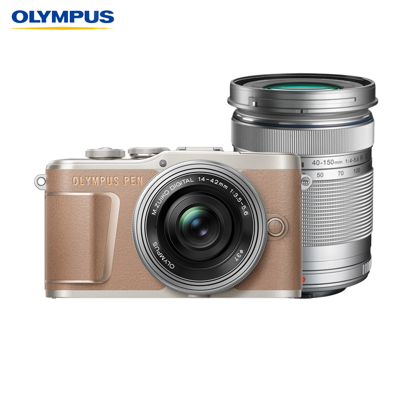 奥林巴斯(OLYMPUS) E-PL10 14-42EZ+40-150 R双镜头微单相机 防抖 4K视频 自拍美颜 棕色