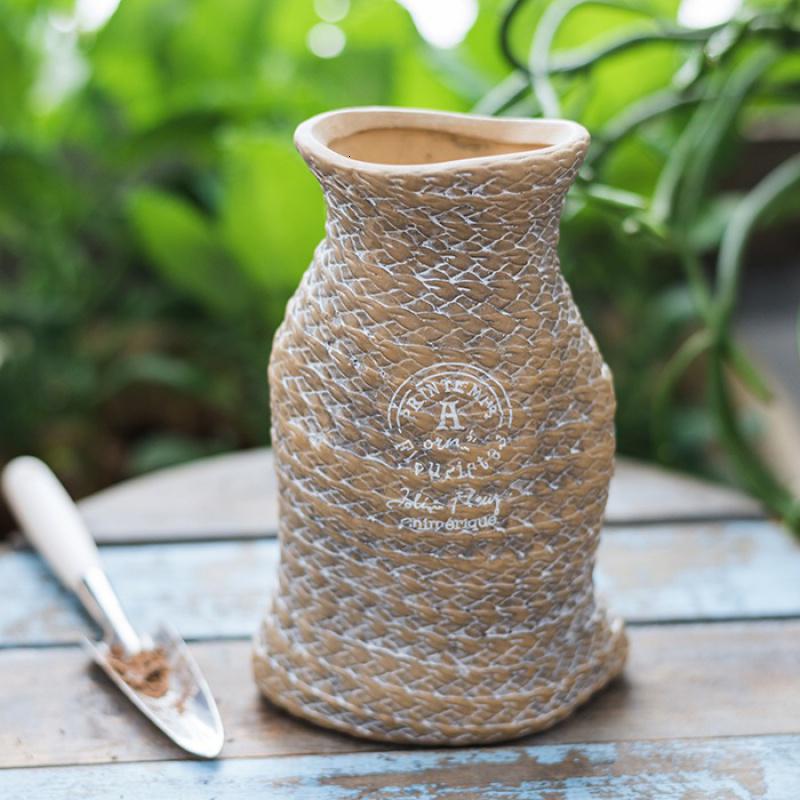 美帮汇编织口袋陶艺花盆 花器 花瓶 花篮 园艺庭院装饰ZAKKA A大号一个(底部有孔)(不能水培) 大高清大图