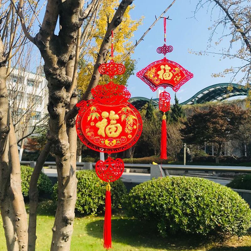 中国结福字挂件客厅小号过年春节装饰乔迁大吉新居新年布置用品 五福临门挂件(宽27cm高60cm)