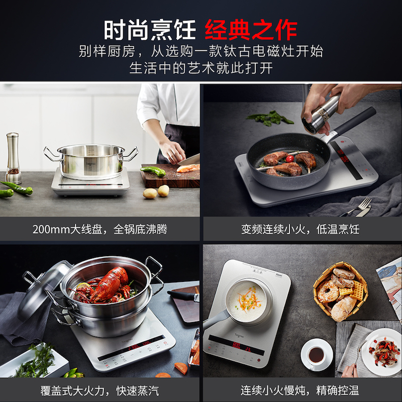 Taigroo钛古IC-A2102电磁炉家用日本面板智能爆炒超薄触摸屏电磁灶高清大图