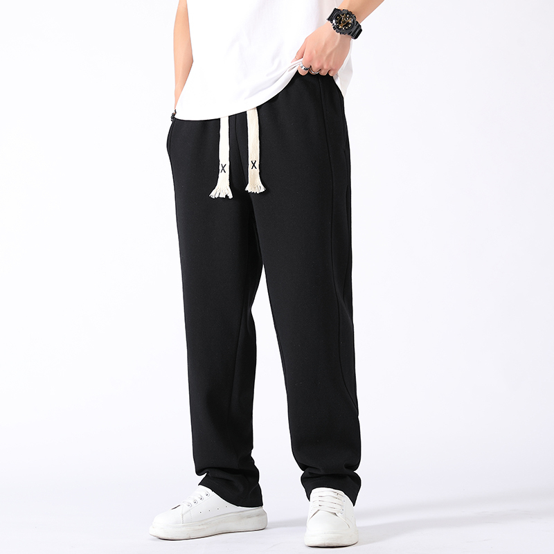 蒙洛里克休闲裤男士潮牌春季新款2023时尚宽松直筒针织卫裤阔腿运动裤35021