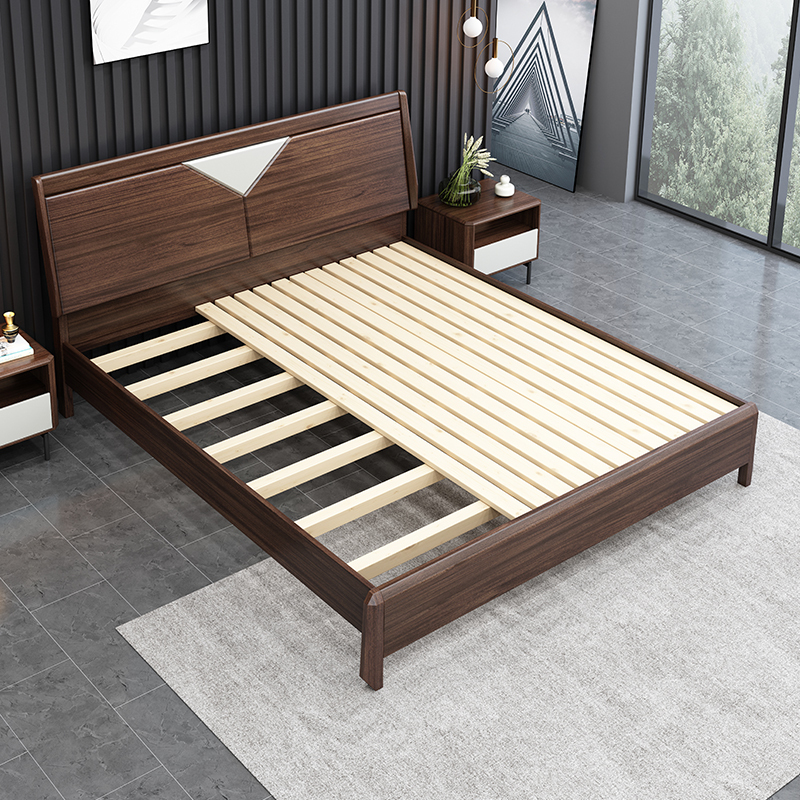 梵宜床实木床北美黑胡桃木床18米单双人床高箱储物床卧室精品家具6a02