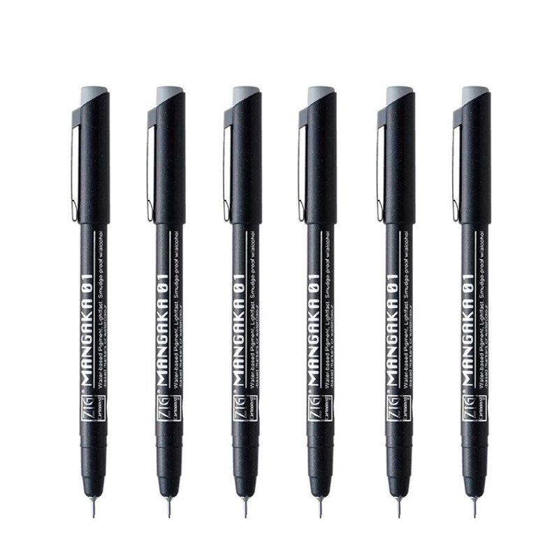 棕色黑色彩色描边笔水彩漫日本针管笔防水灰色01黑色银杆随机发