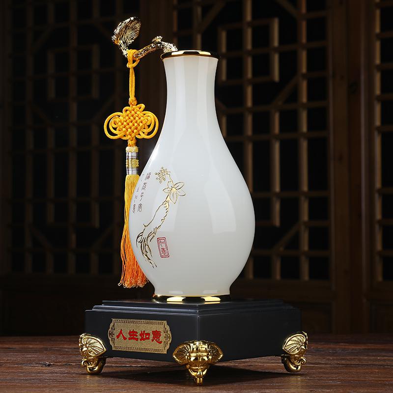 家柏饰(CORATED)人生如意花瓶摆件琉璃玉工艺品现代简约家居客厅酒柜电视柜装饰品高清大图