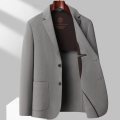 轻奢双面羊绒西服男士短款休闲毛呢商务羊毛西装便西外套秋冬高端羊绒西装男桑蚕丝毛呢便西商务休闲羊毛西服男士单西外套 8662浅灰 195