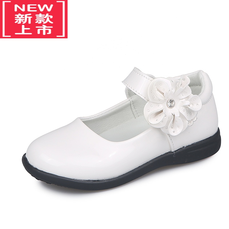 可莉允新款演出水钻小中孩子皮鞋镂空春秋公主花朵蝴蝶结魔术贴女儿童鞋运动休闲鞋