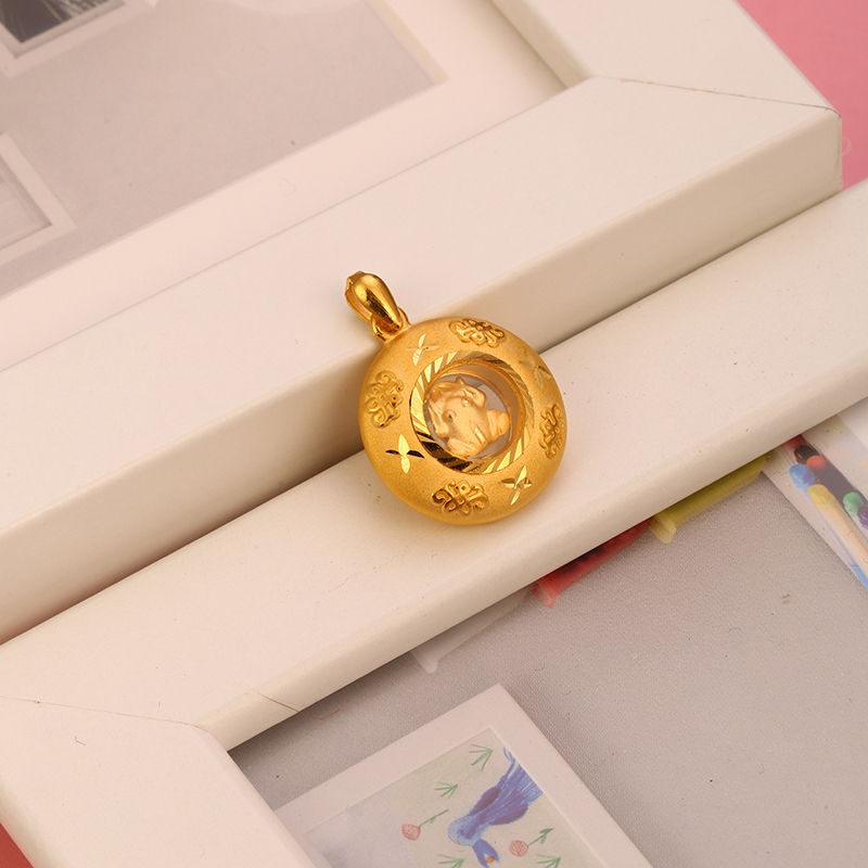 金一足金3d硬金时来运转金蟾开运黄金吊坠男女通用款致富纳福定价ac