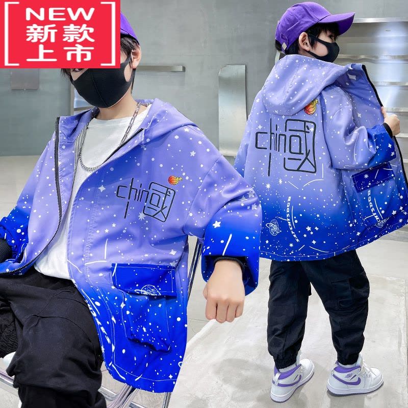 可莉允男童秋冬款外套加绒炸街2022新款派克服男孩加厚棉服冬季儿童装潮图片