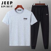 JEEP SPIRIT男士短袖T恤夏季运动休闲套装纯棉男装T90106117