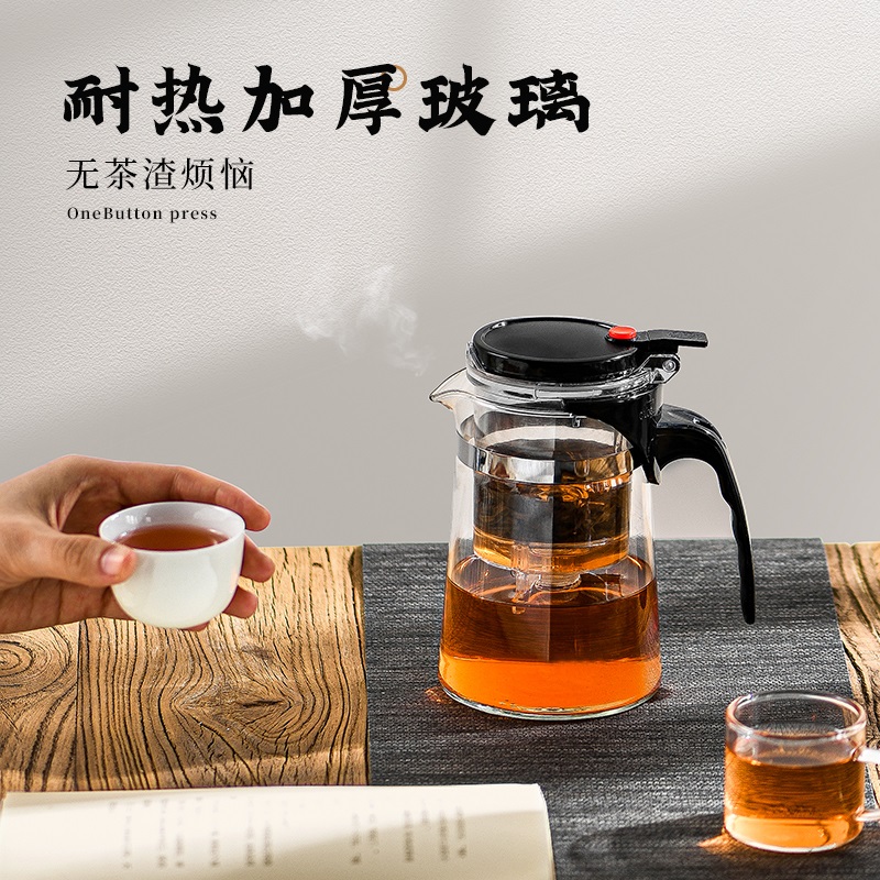 飘逸杯全拆洗茶水分离泡茶壶家用冲茶器过滤内胆玻璃沏茶具办公室 500ml单壶+2个130ml小茶杯高清大图