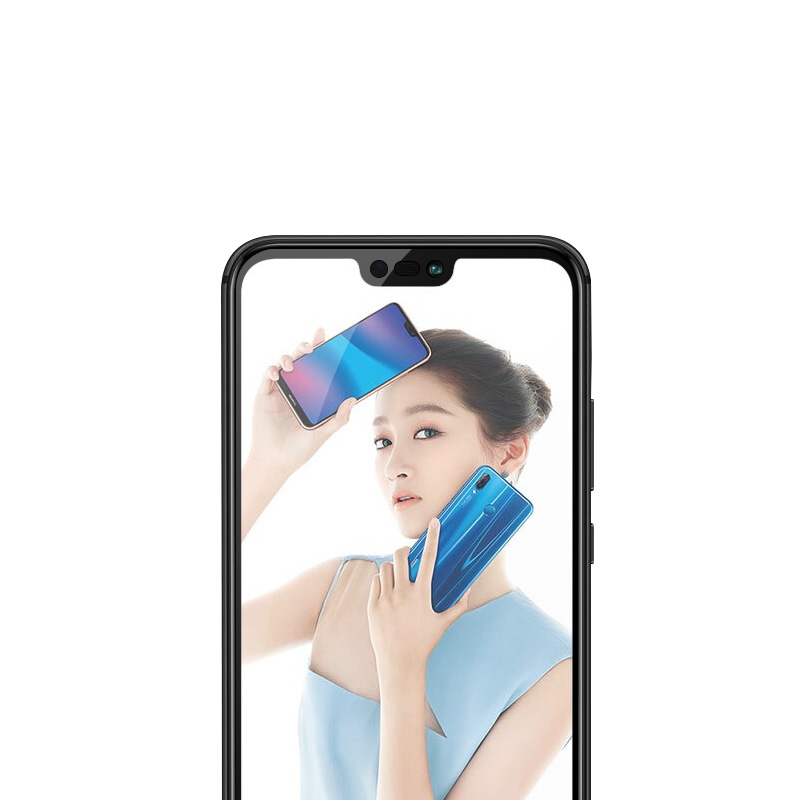 [买2送手机壳]轻万适用华为nova3e钢化膜honor全屏玻璃贴膜huawei黑色高清手机保护膜高清大图
