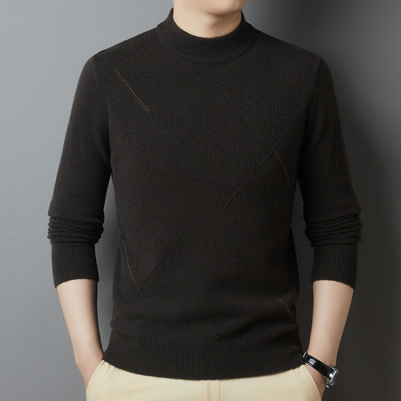 花花公子品牌100羊毛衫男加厚针织衫半高领套头毛衣保暖2023新款