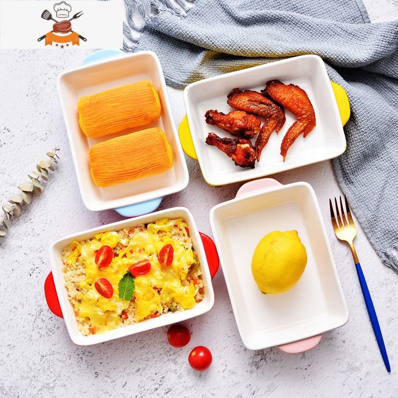 芝士焗饭烤碗陶瓷盘子烘焙长方形烤箱盘专用双耳烤盘家用盘焗饭碗 敬平图片