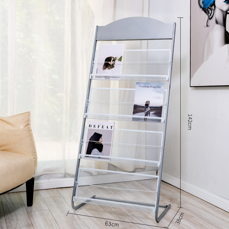 三金鑫杂志架宣传资料架展示架子书报置物架单页展架收纳落地报纸报刊架 银灰色弧四层宽63