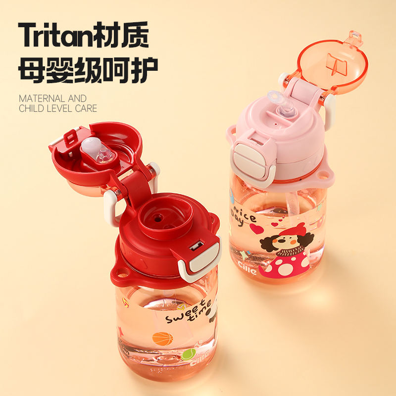 希乐Cille儿童水杯Tritan吸管运动杯小学生一杯双饮用杯户外便携随手杯子高清大图