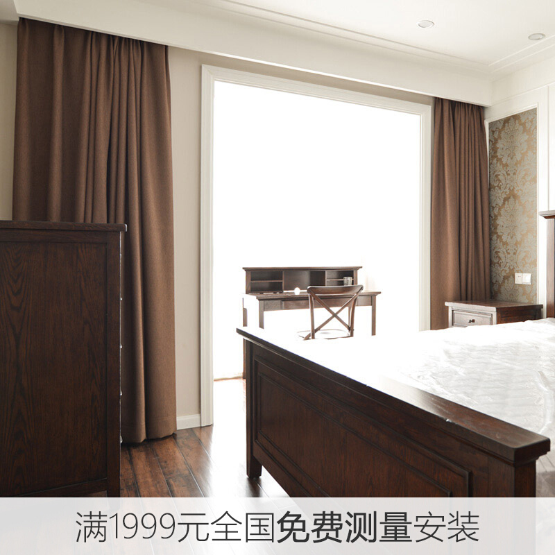加厚隔音隔热纯色防晒美式窗帘布全遮光定制卧室客厅落地飘窗成品浅灰色暮光宽4高2.6米布带挂钩一片