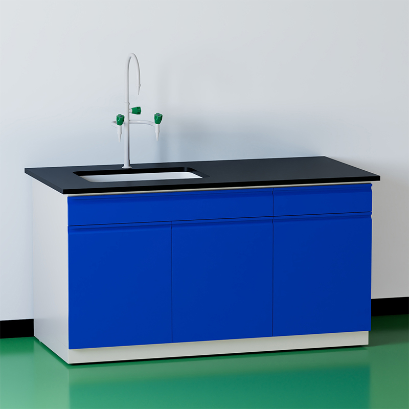 臻远 ZY5052711 实验台实验室 工作台实验桌操作台 全钢深蓝1.5米边台+水槽高清大图