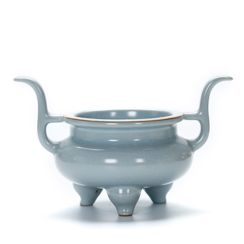 戴云品格 原矿玛瑙入釉汝窑香炉茶玩盘香炉线香炉 茶宠精品摆件原矿汝瓷礼品 问鼎香炉