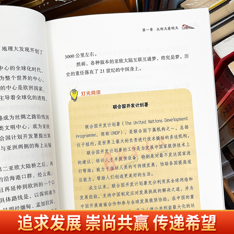 一带一路的灯光 [正版]一带一路的灯光 青少年版“一带一路”倡议全彩读本 构建人类命运共同体 6-9-12岁小学生儿童课