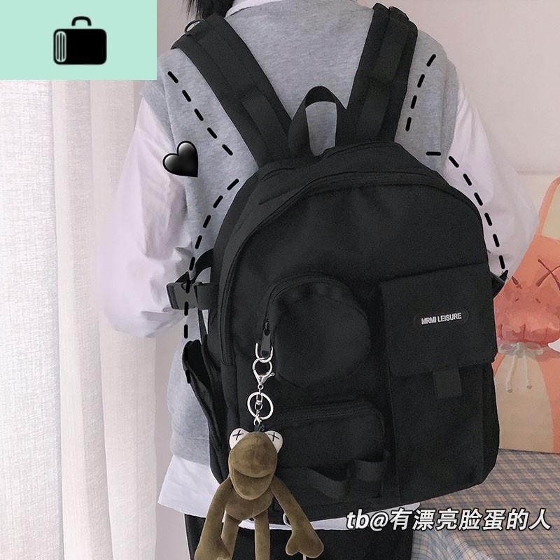 ins日系原宿古着感书包女暗黑风潮牌学生学院风高中双肩包背包NEW LAKE高清大图