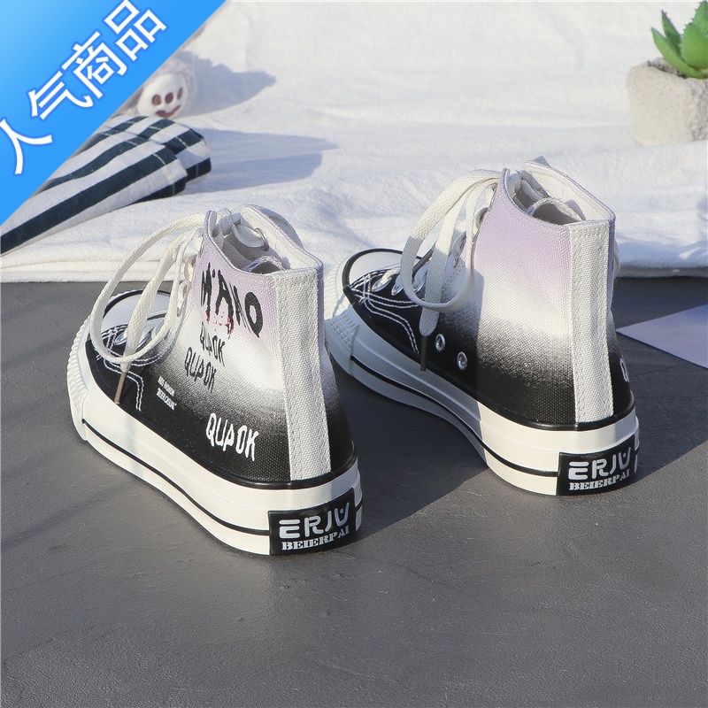 SUNTEK高帮帆布鞋女浅变ins韩版百搭新款2023原创鞋春季潮ulzzang板鞋子高清大图