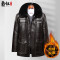 BaLuoShang中老年皮衣男加绒加厚皮夹克爸爸冬装外套加肥加大翻毛领保暖棉衣棉衣