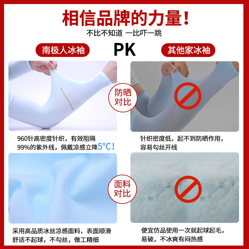 夏季防晒冰袖袖套男女冰丝手套手臂袖开车骑行护臂高清大图