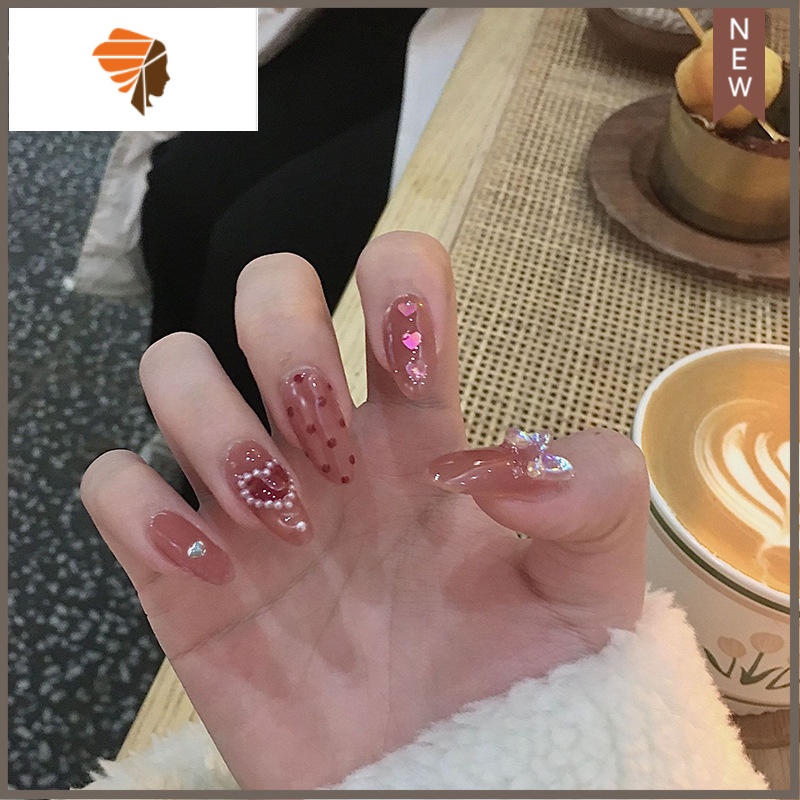 指甲贴片穿戴式美甲贴片夏季显白绿色小清新短款学生假指甲片成品