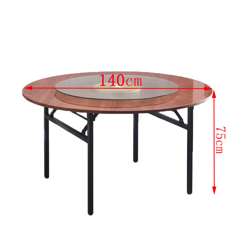 三吒 圆餐桌1.4米带转盘可折叠家用酒店饭店餐桌高清大图