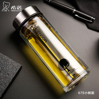 希诺玻璃杯双层大容量男女士水杯子茶水分离过滤茶杯隔热家用带盖防漏车载商务透明办公杯礼盒装XN-9302/XN-9607