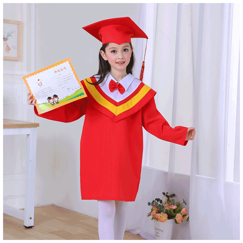 迪鲁奥(DILUAO)儿童演出服装中学生小学生博士服男女毕业礼服幼儿园学士服博士帽