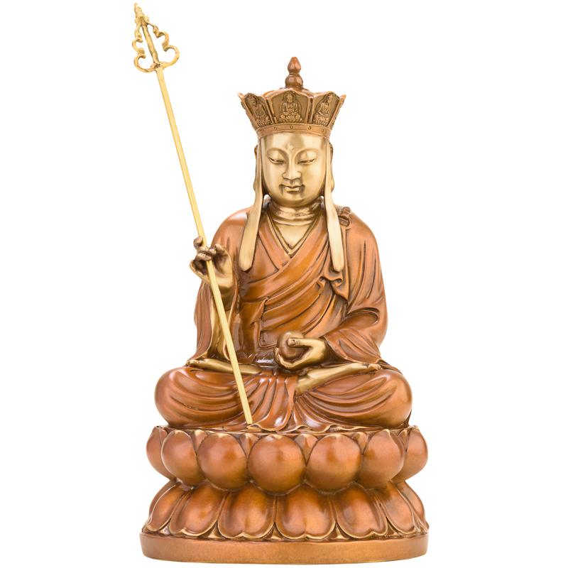 美帮汇地藏佛像摆件 铜地藏菩萨禅杖坐莲供奉家用工艺品高清大图