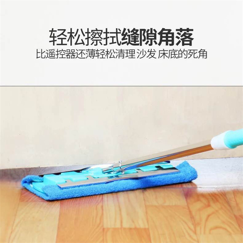 不锈钢平板拖把拖把木地板专用加固式拖把全不锈钢连接墩布多功能 不锈钢平拖1块布+手刮
