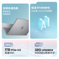 惠普Envy14 X360轻薄翻转触摸屏360°笔记本电脑R7-8840HS/16G/1TB/2.8K/120Hz/灰[14-fa0112AU](TPN-C173)