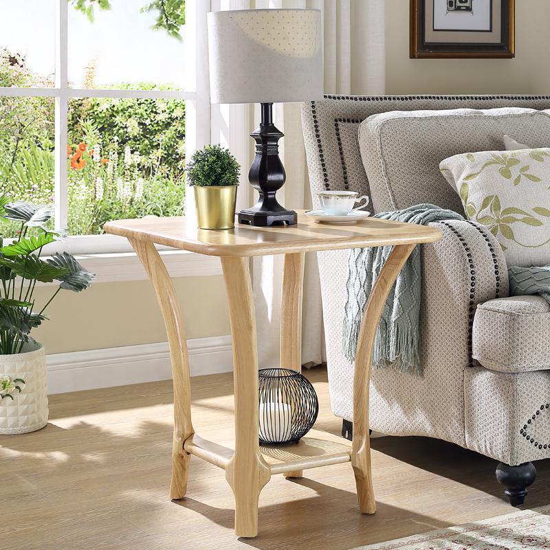 小方桌实木简约现代客厅沙发边几角几北欧小茶几轻奢创意边柜家用 B款原木色60*60*65cm