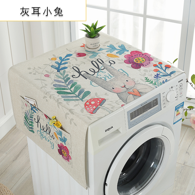 洗衣机盖布 防水防尘罩防尘布遮盖防灰尘家用冰箱微波炉机罩 彩色印象 小双开门冰箱、洗衣机通用(150*60cm)升级防水高清大图
