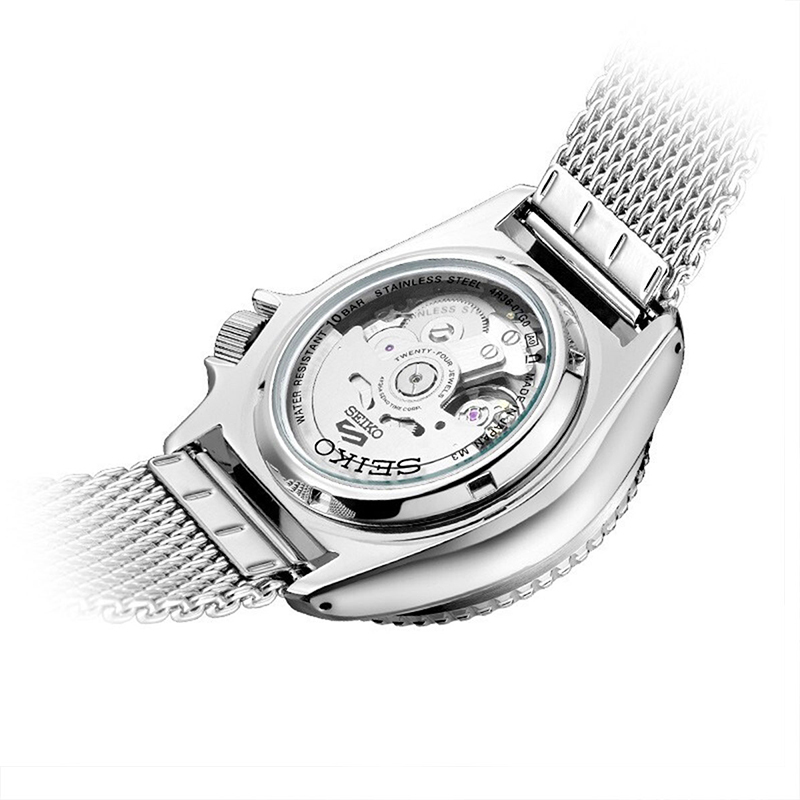 精工(SEIKO)手表 新盾牌5号系列100米防水自动/手动上链米兰带蓝盘水鬼运动机械男表 SRPD71K1