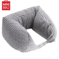 名创优品 (miniso) 面包粒子U型枕蓝灰 午休午睡枕护颈枕飞机旅行汽车办公室头枕 可拆洗随意折叠多用途创意玩偶
