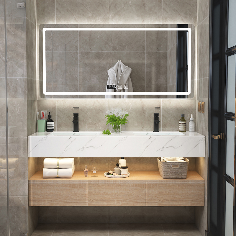 酒店式智能浴室柜组合实木大理石卫生间洗漱台双盆洗手洗脸盆柜卫参数