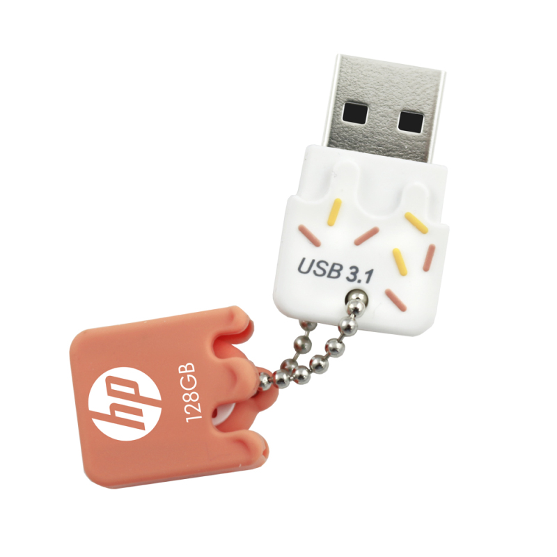 惠普 HP 128GB USB3.1 U盘 x778O暖心橙橘(X778W系列) 高速情侣优盘迷你可爱冰激凌造型